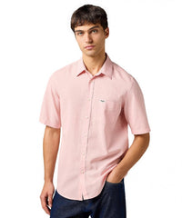 Meska Koszula Wrangler SS 1 Pkt Shirt Silver Pink 112362676