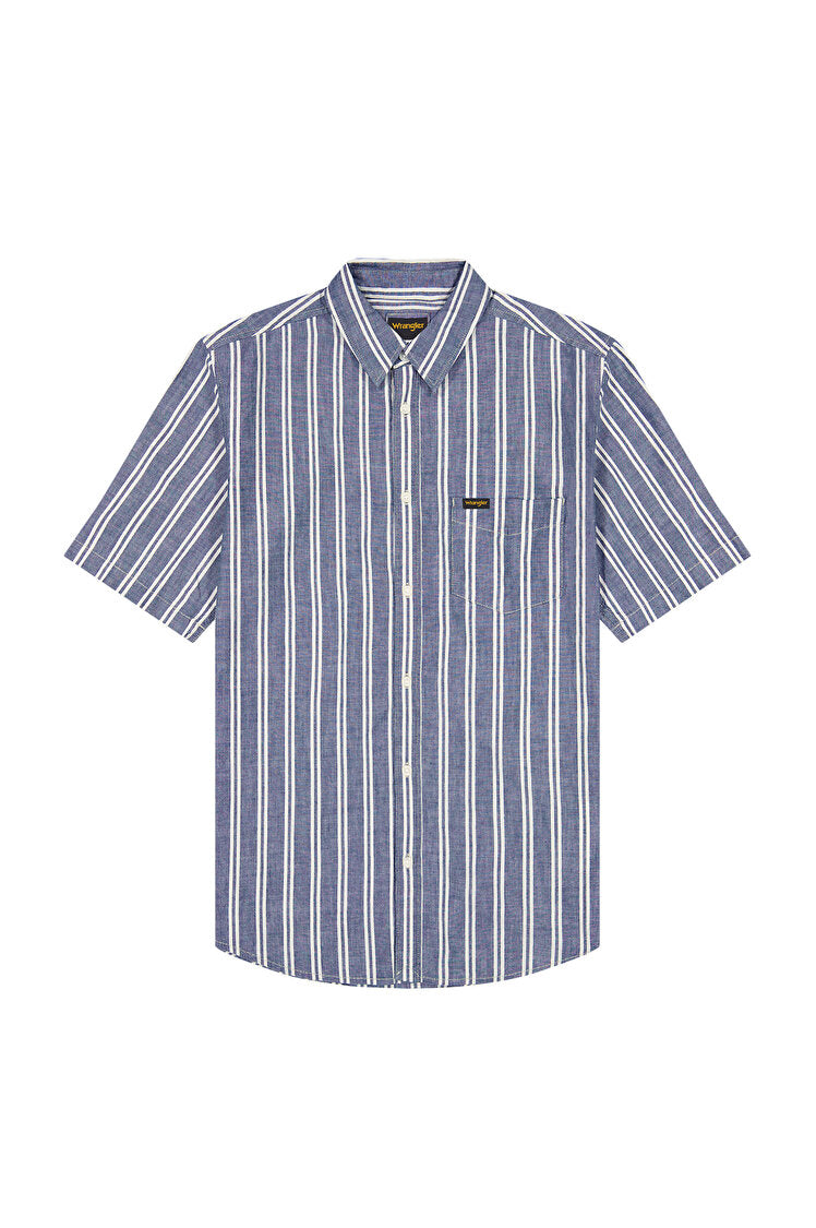 MESKA KOSZULA WRANGLER SS CHAMBRAY SHIRT DARK STRIPE 112378121