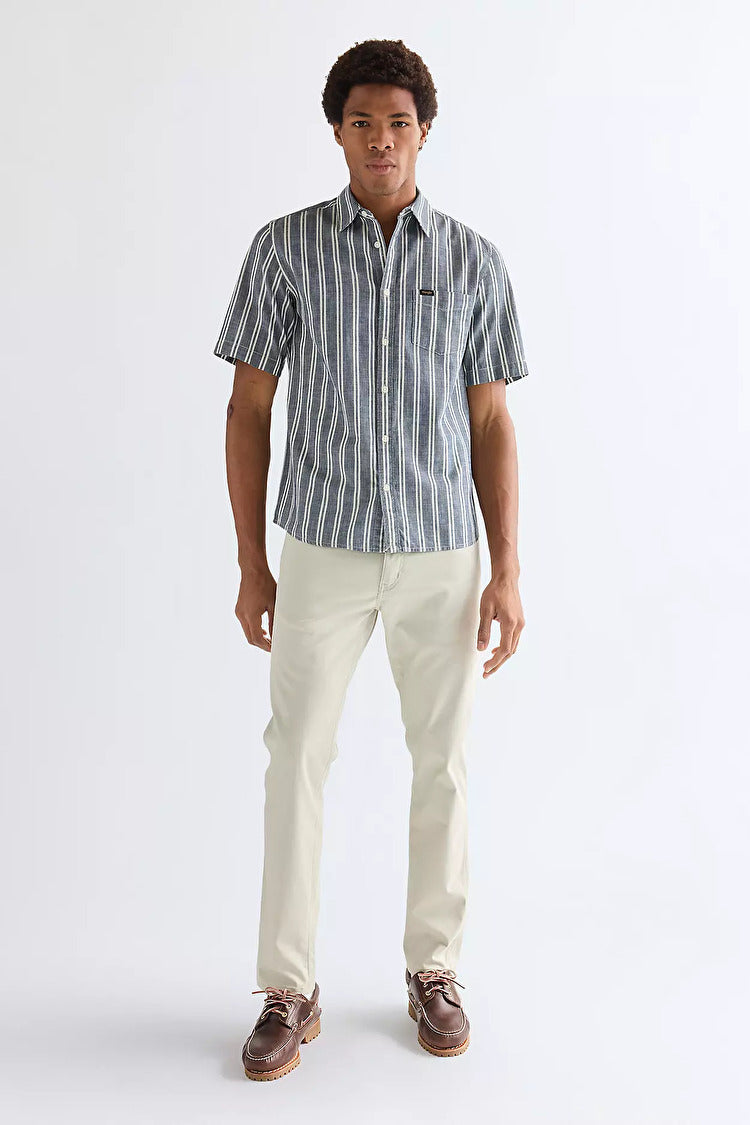 MESKA KOSZULA WRANGLER SS CHAMBRAY SHIRT DARK STRIPE 112378121