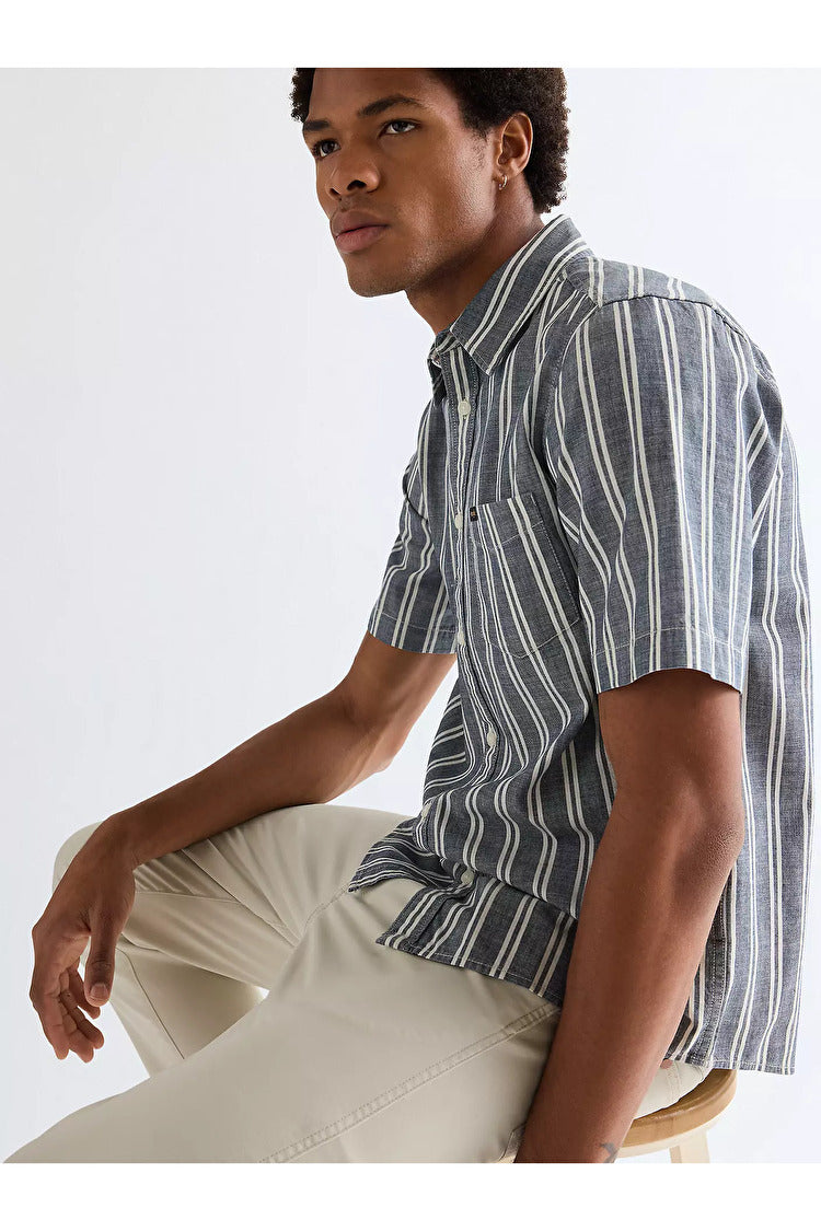 MESKA KOSZULA WRANGLER SS CHAMBRAY SHIRT DARK STRIPE 112378121