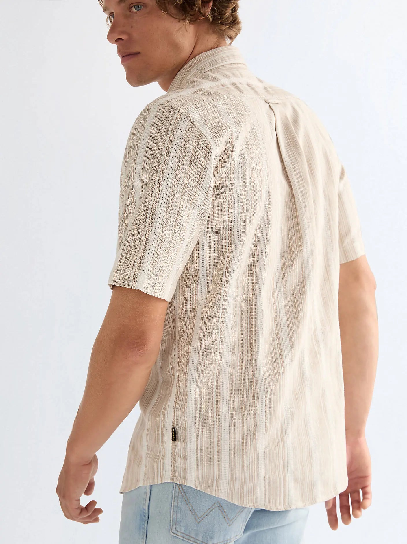 MESKA KOSZULA WRANGLER SS SHIRT BROWN WHITE 112378581