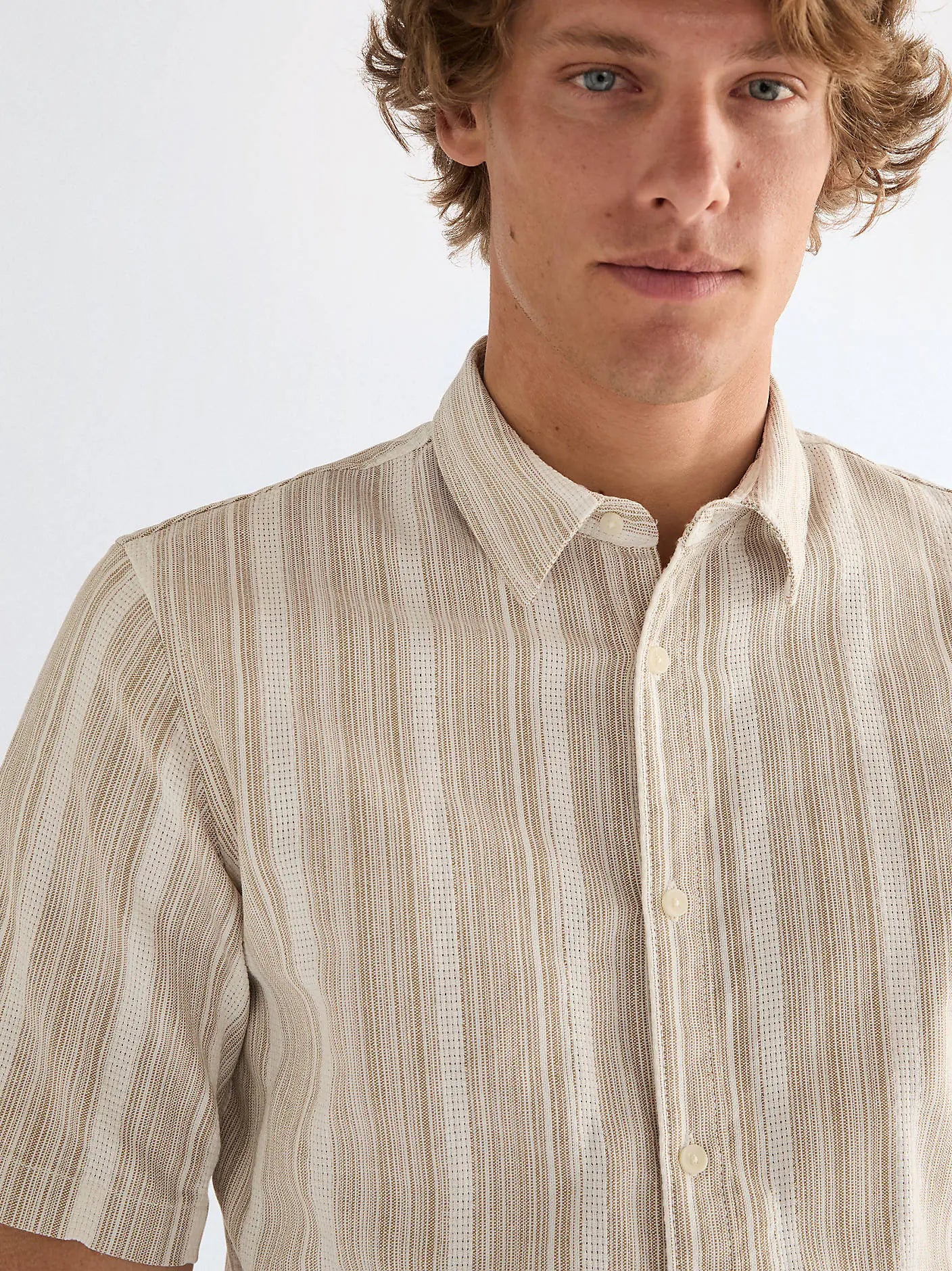 MESKA KOSZULA WRANGLER SS SHIRT BROWN WHITE 112378581