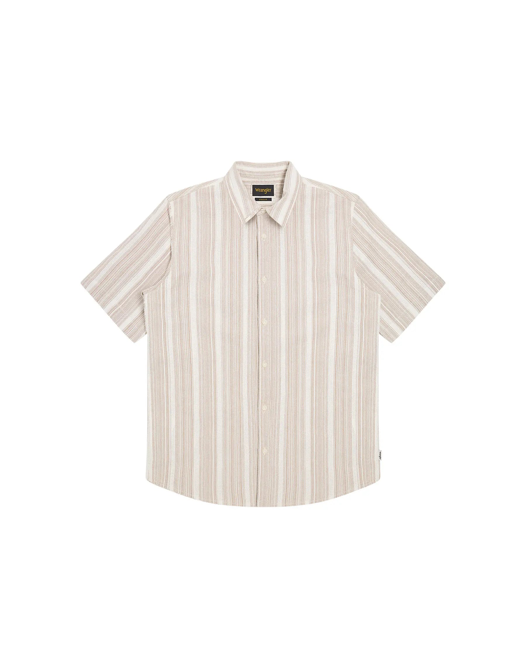 MESKA KOSZULA WRANGLER SS SHIRT BROWN WHITE 112378581