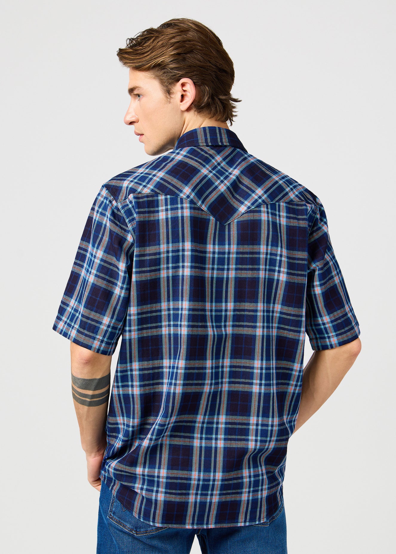 Meska Koszula Wrangler Ss Western Shirt Flamingo Indigo 112362947