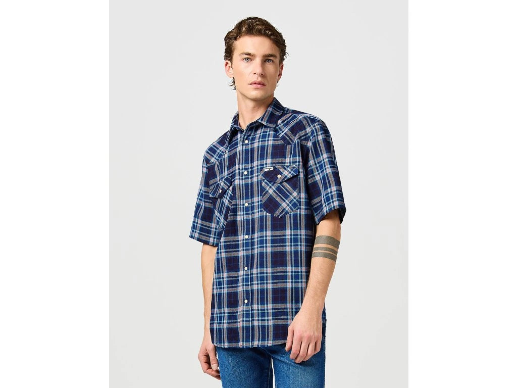 MESKA KOSZULA WRANGLER SS WESTERN SHIRT FLAMINGO INDIGO 112362947