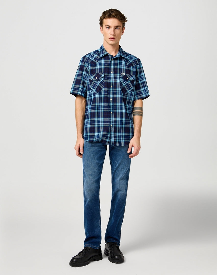 Męska Koszula Wrangler SS Western Shirt Latigo Indigo 112362899