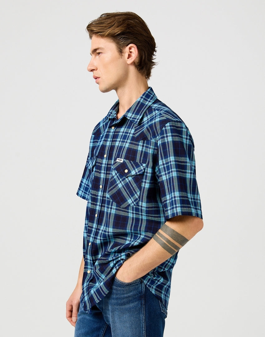 Męska Koszula Wrangler SS Western Shirt Latigo Indigo 112362899