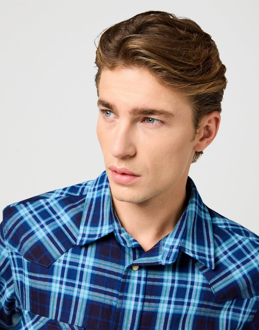 Męska Koszula Wrangler SS Western Shirt Latigo Indigo 112362899