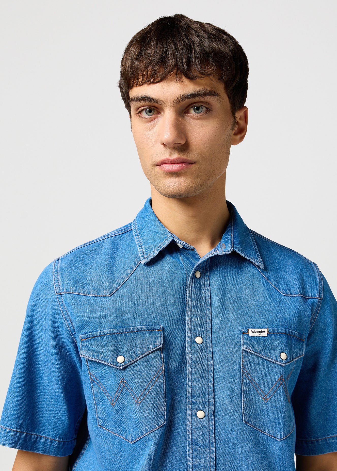 Meska Koszula Wrangler Ss Western Shirt Mid Wash 112362743