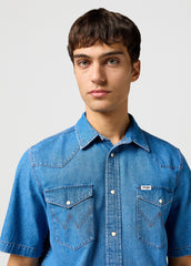 Meska Koszula Wrangler Ss Western Shirt Mid Wash 112362743