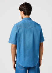 Meska Koszula Wrangler Ss Western Shirt Mid Wash 112362743