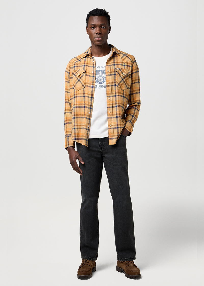 Meska Koszula Wrangler Western Shirt Brown Blue 112372456