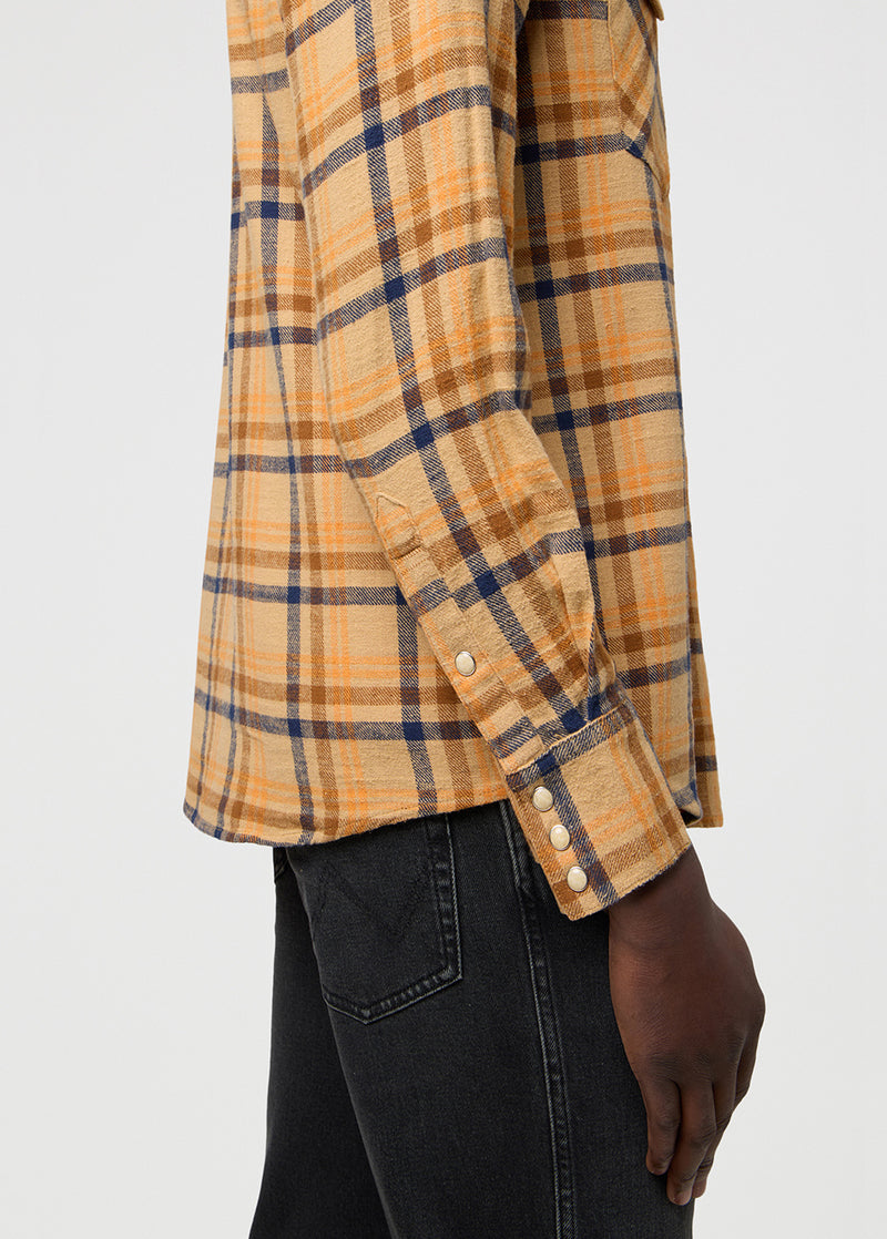 Meska Koszula Wrangler Western Shirt Brown Blue 112372456