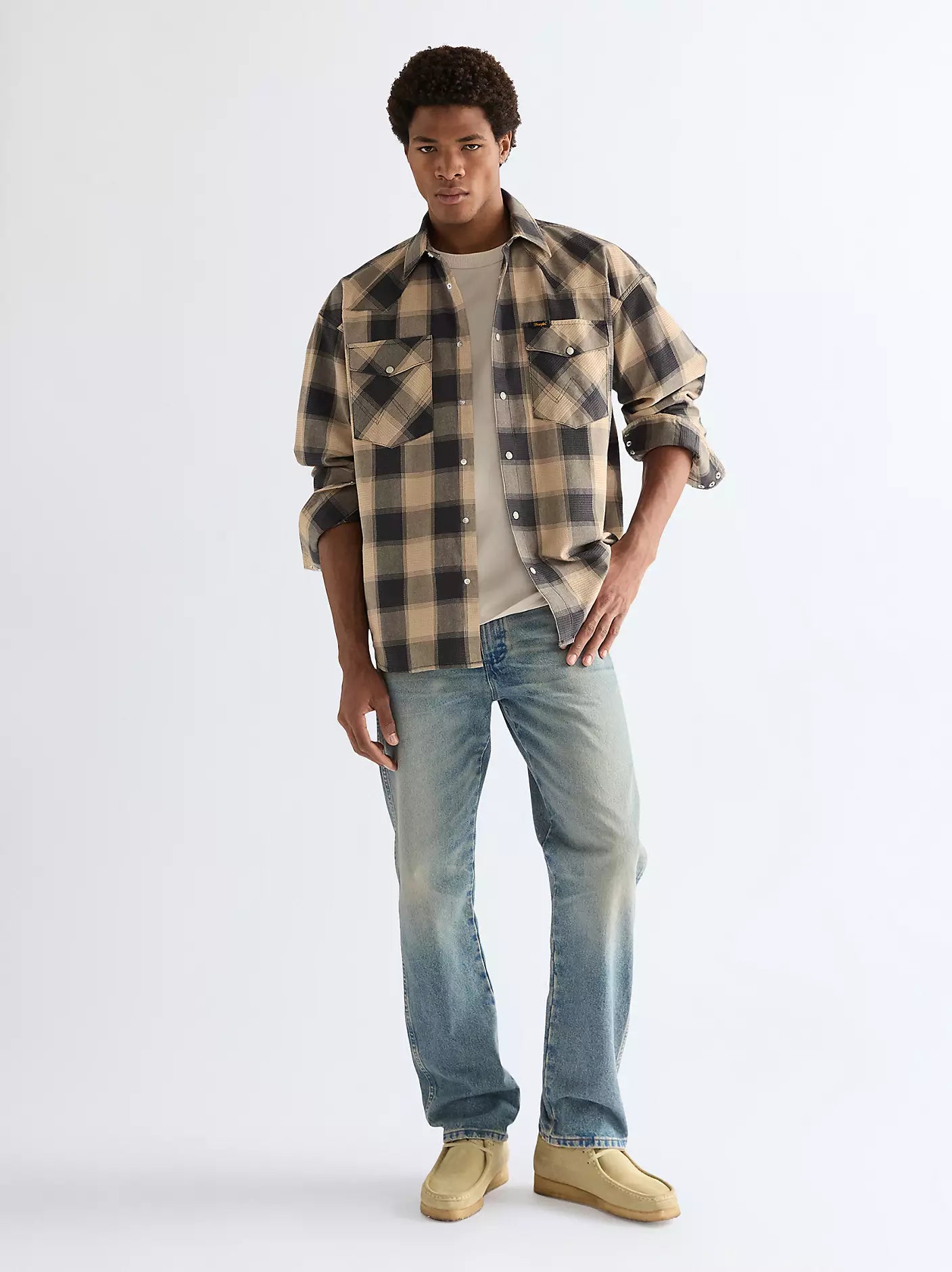 Męska Koszula Wrangler Western Shirt Curds And Whey 112378116