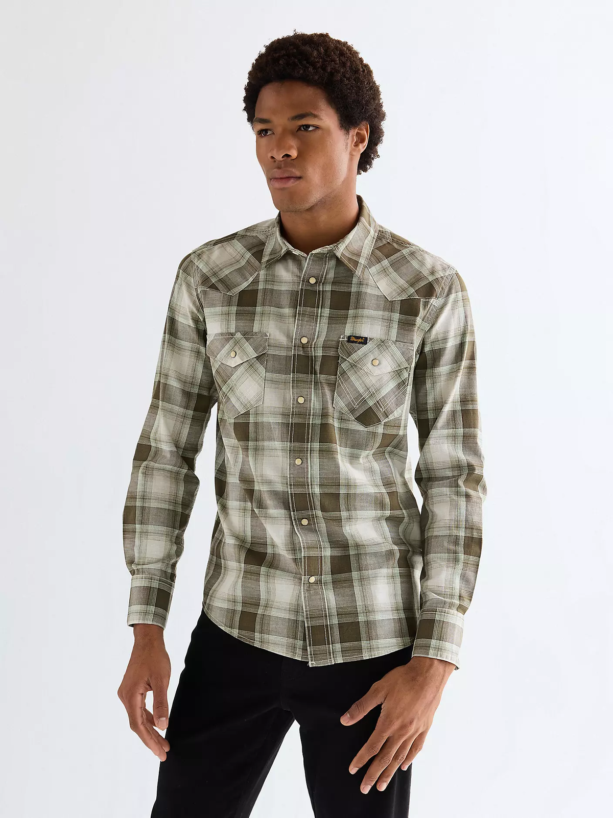 MĘSKA KOSZULA WRANGLER WESTERN SHIRT GREEN TAN 112378078