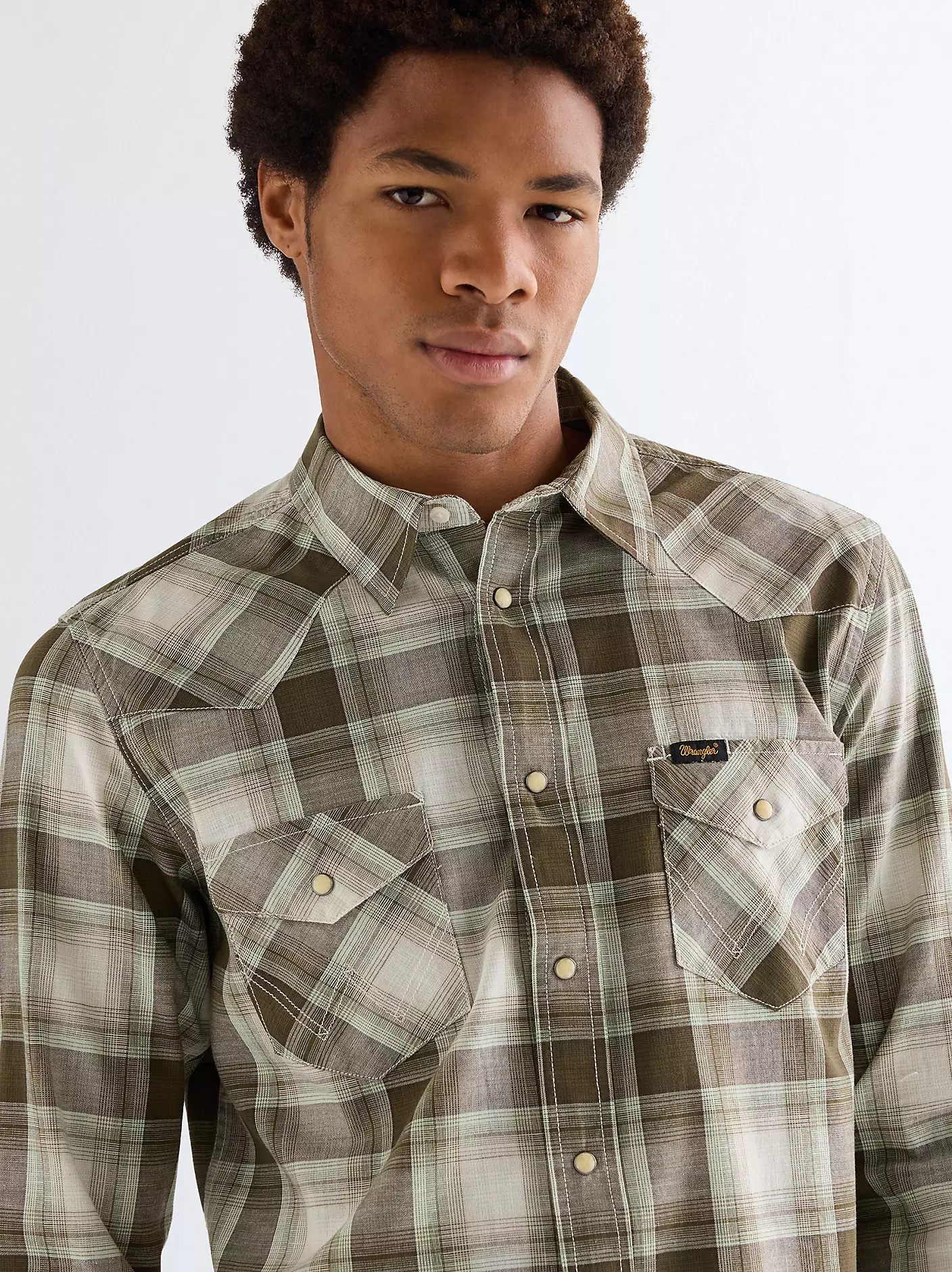 MĘSKA KOSZULA WRANGLER WESTERN SHIRT GREEN TAN 112378078