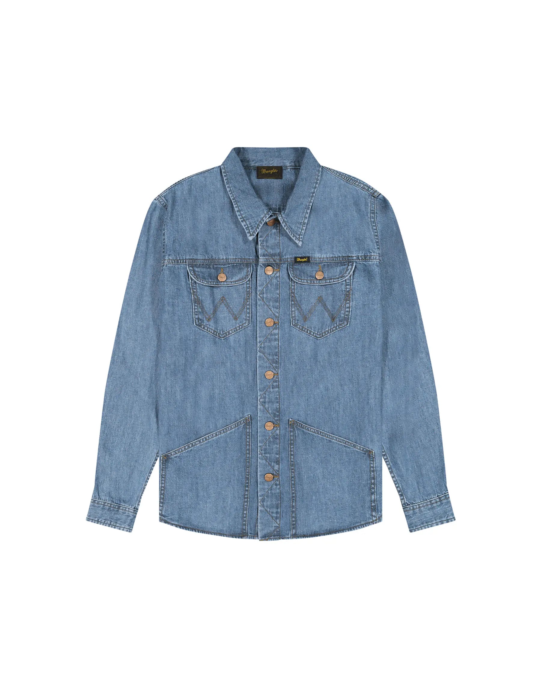 Męska Koszula Jeansowa Wrangler Wrange Shirt Harbor Blue 112377969