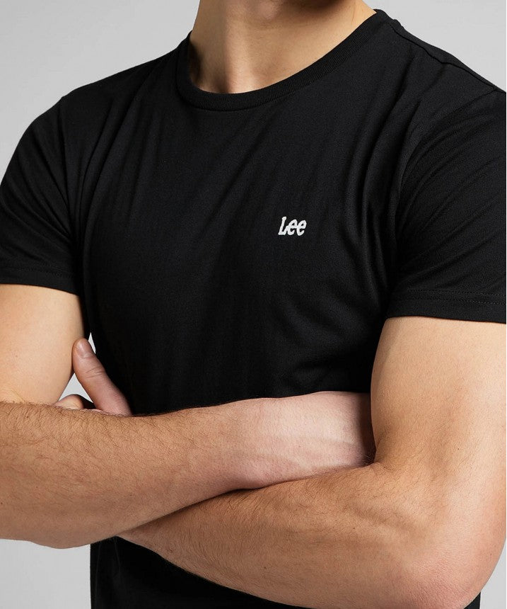 Męska Koszulka Lee Dwupak Crew Biały/Czarny 112142479