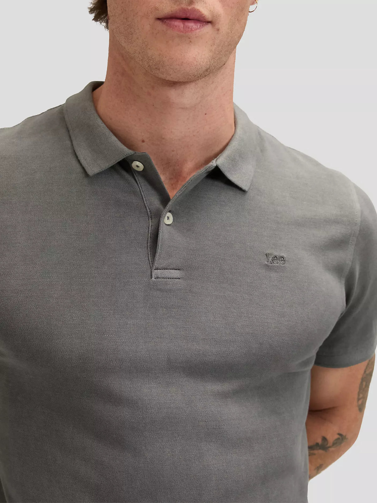 MESKA KOSZULKA LEE GARMENT DYE POLO STATIC GRAY 112376468