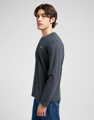 Męska Koszulka Lonsleeve Lee LS Patch Logo Tee Washed Black 112370500