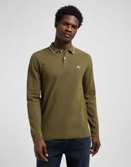 Meska Koszulka Lee LS Pique Polo Army Green 112370566