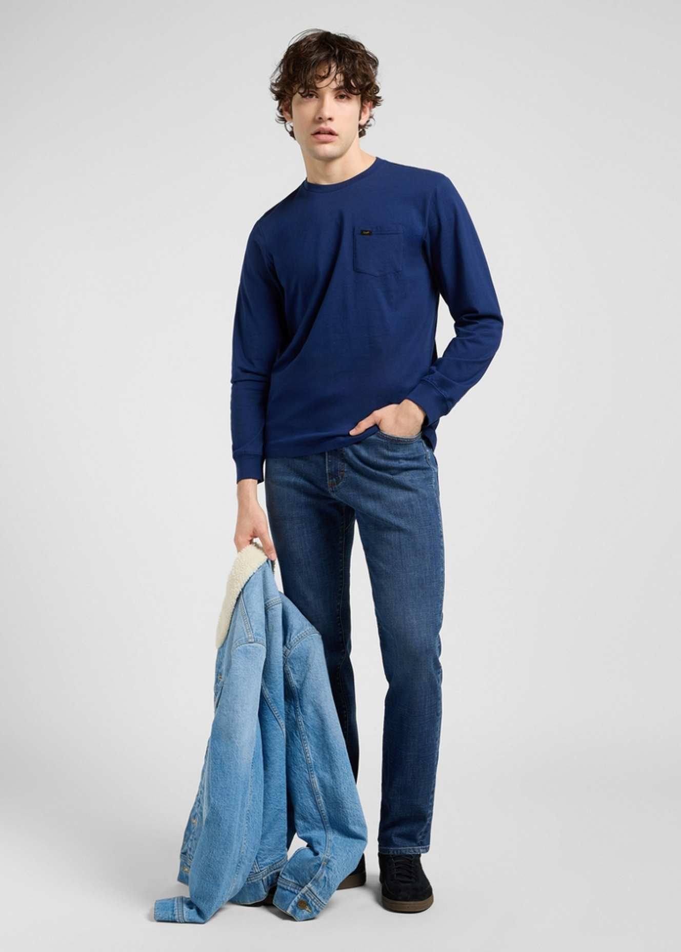 MĘSKA KOSZULKA LEE LS POCKET TEE TRUE NAVY 112370435
