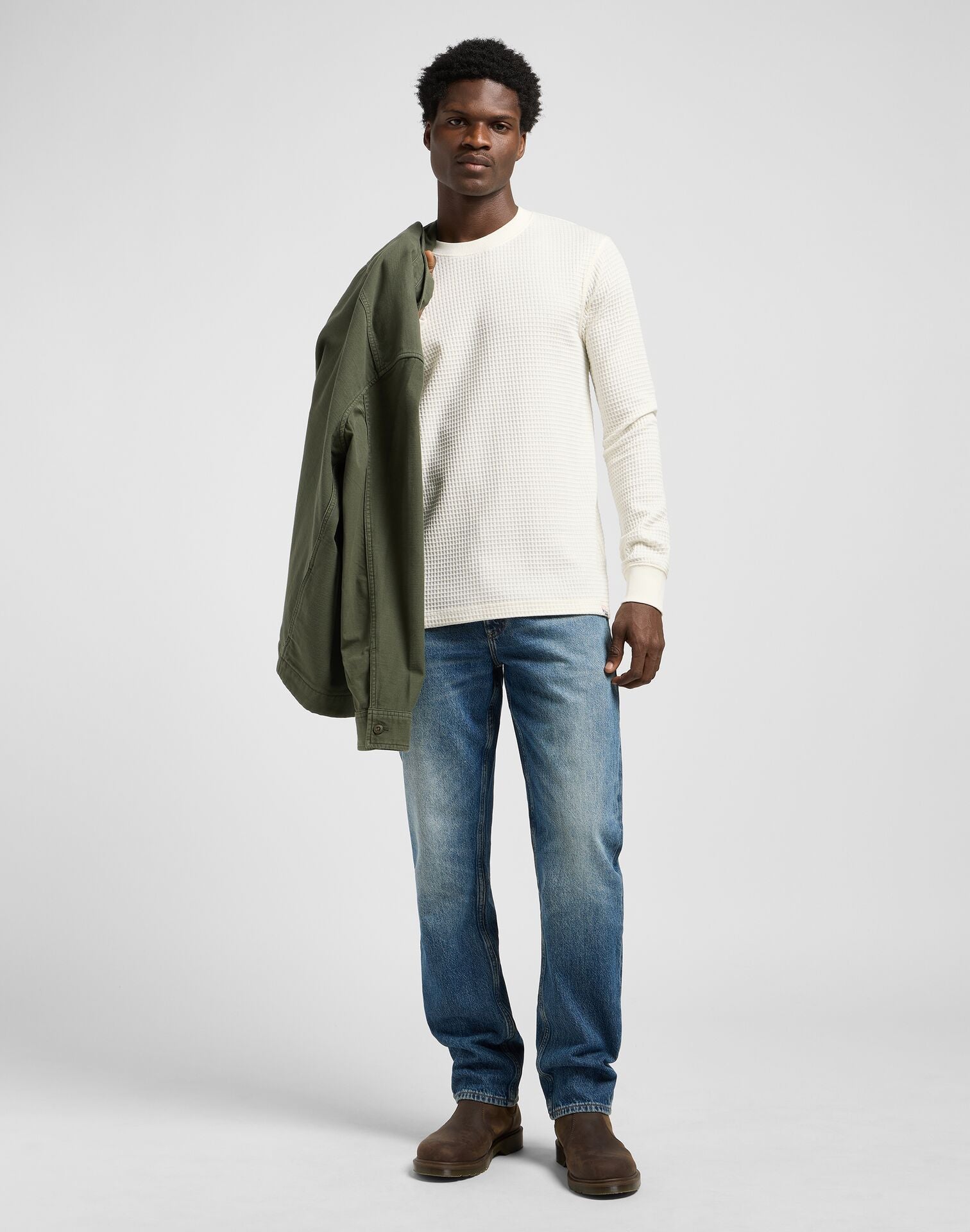 Męska Koszulka Lee LS Waffle Tee Ecru 112371661