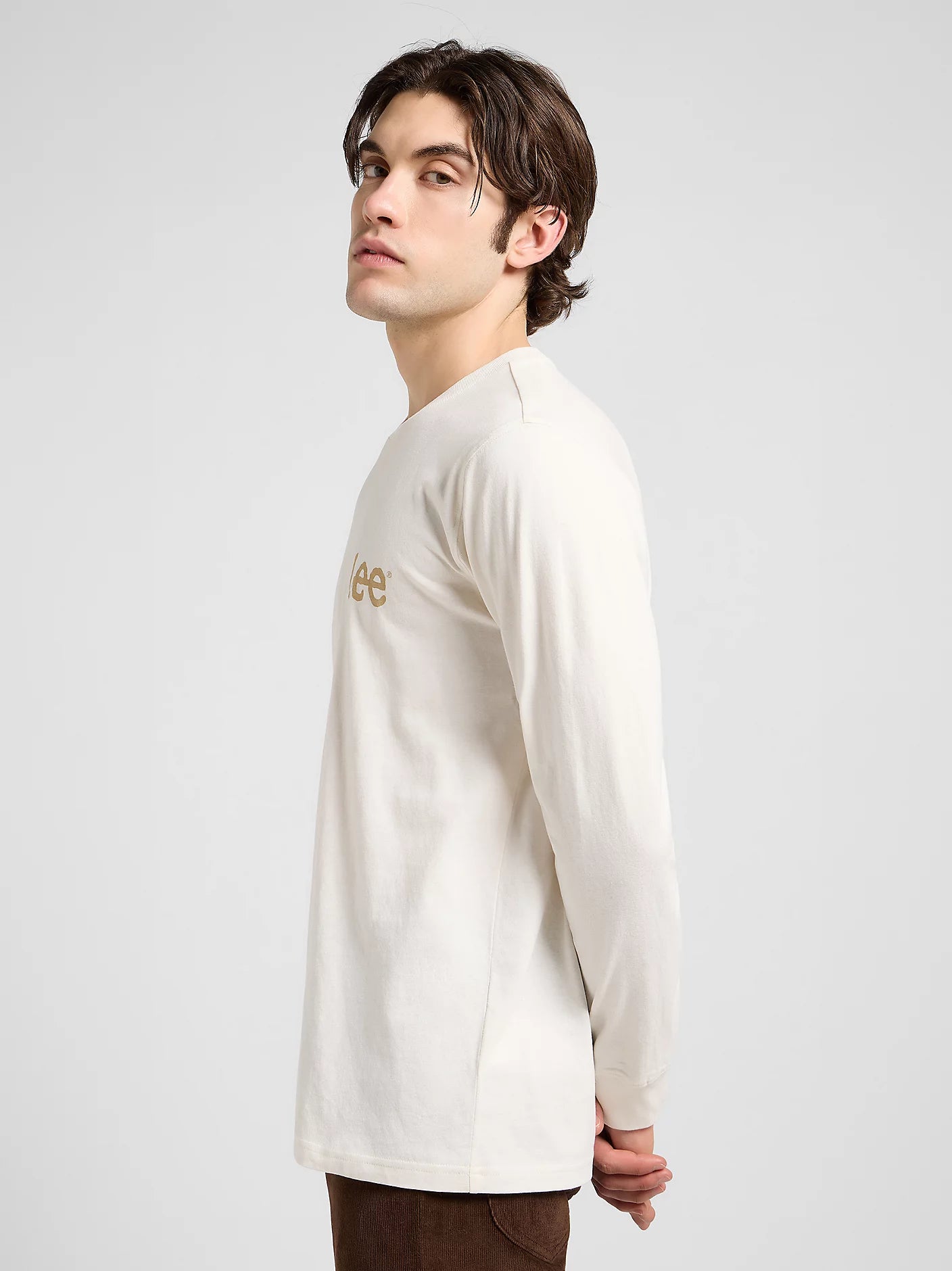 Meska Koszulka Lee Ls Wobbly Lee Tee Ecru 112370507