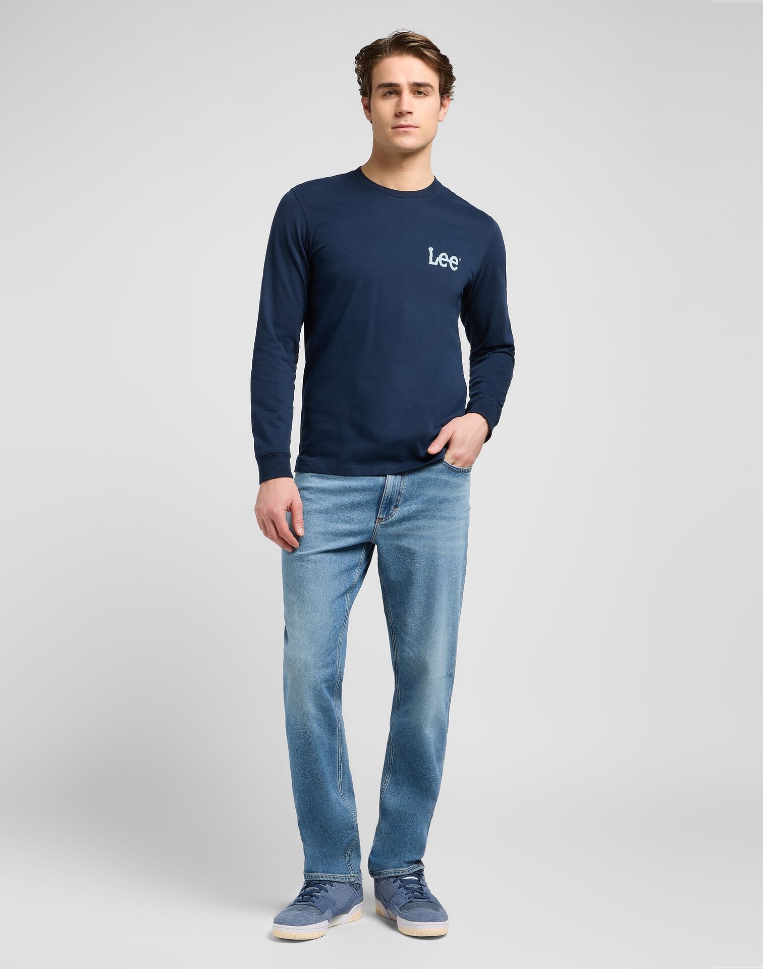 T-Shirt Męski Longsleeve Lee LS Wobbly Lee Tee Rivet Navy 112372359