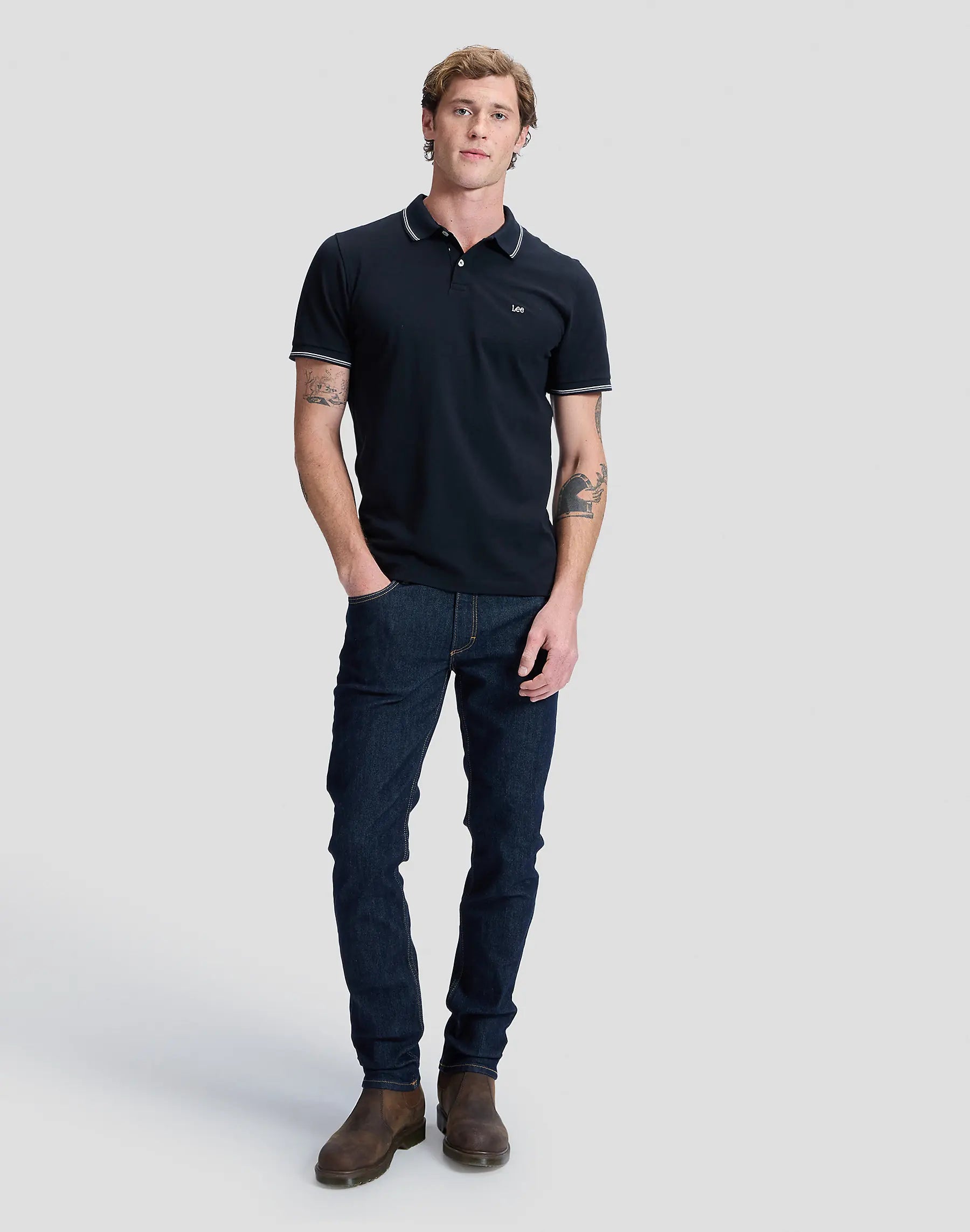 MESKA KOSZULKA LEE PIQUE POLO BLACK 112363659