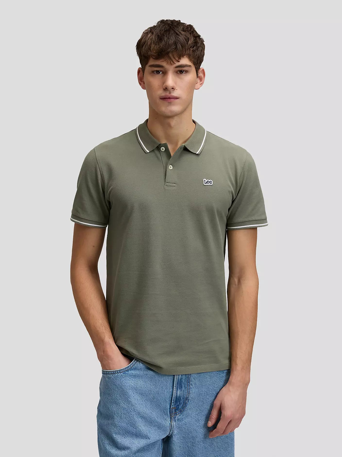 MESKA KOSZULKA LEE PIQUE POLO LICHEN OLIVE 112376463