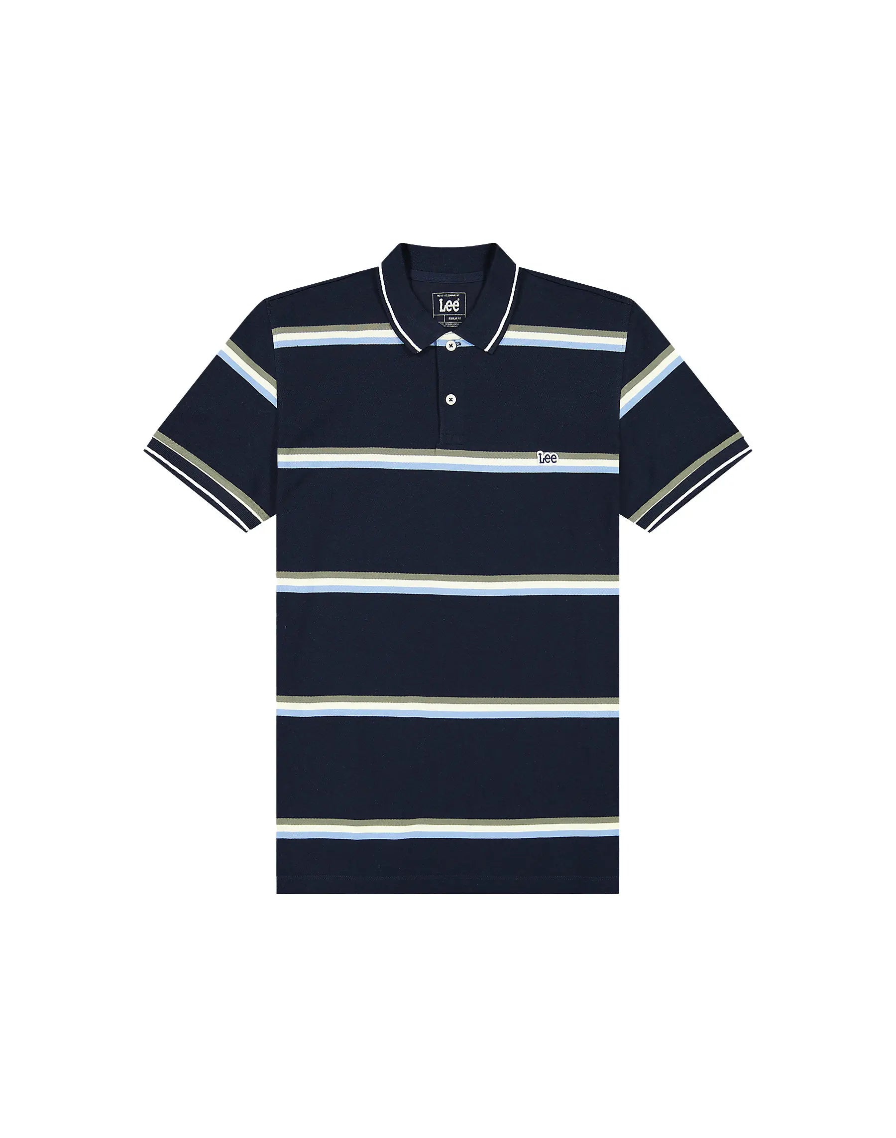 Męska Koszulka Lee Pique Polo Lime Ice Navy Stripe 112376485
