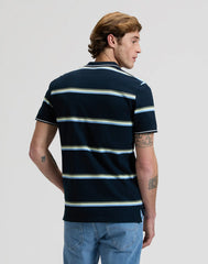 Męska Koszulka Lee Pique Polo Lime Ice Navy Stripe 112376485