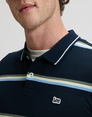 Męska Koszulka Lee Pique Polo Lime Ice Navy Stripe 112376485