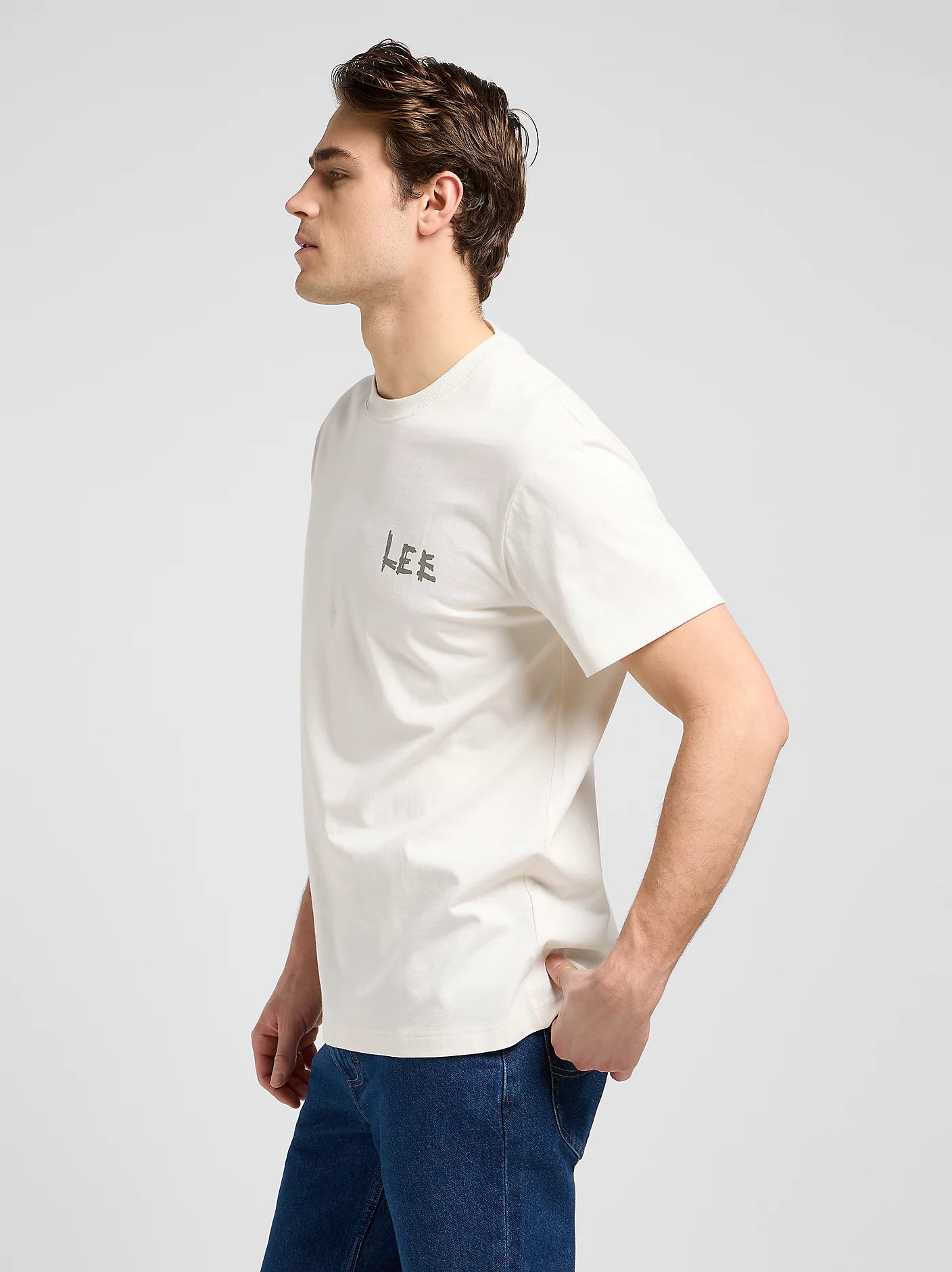 Meska Koszulka Lee Relaxed Graphic Tee Ecru 112370517