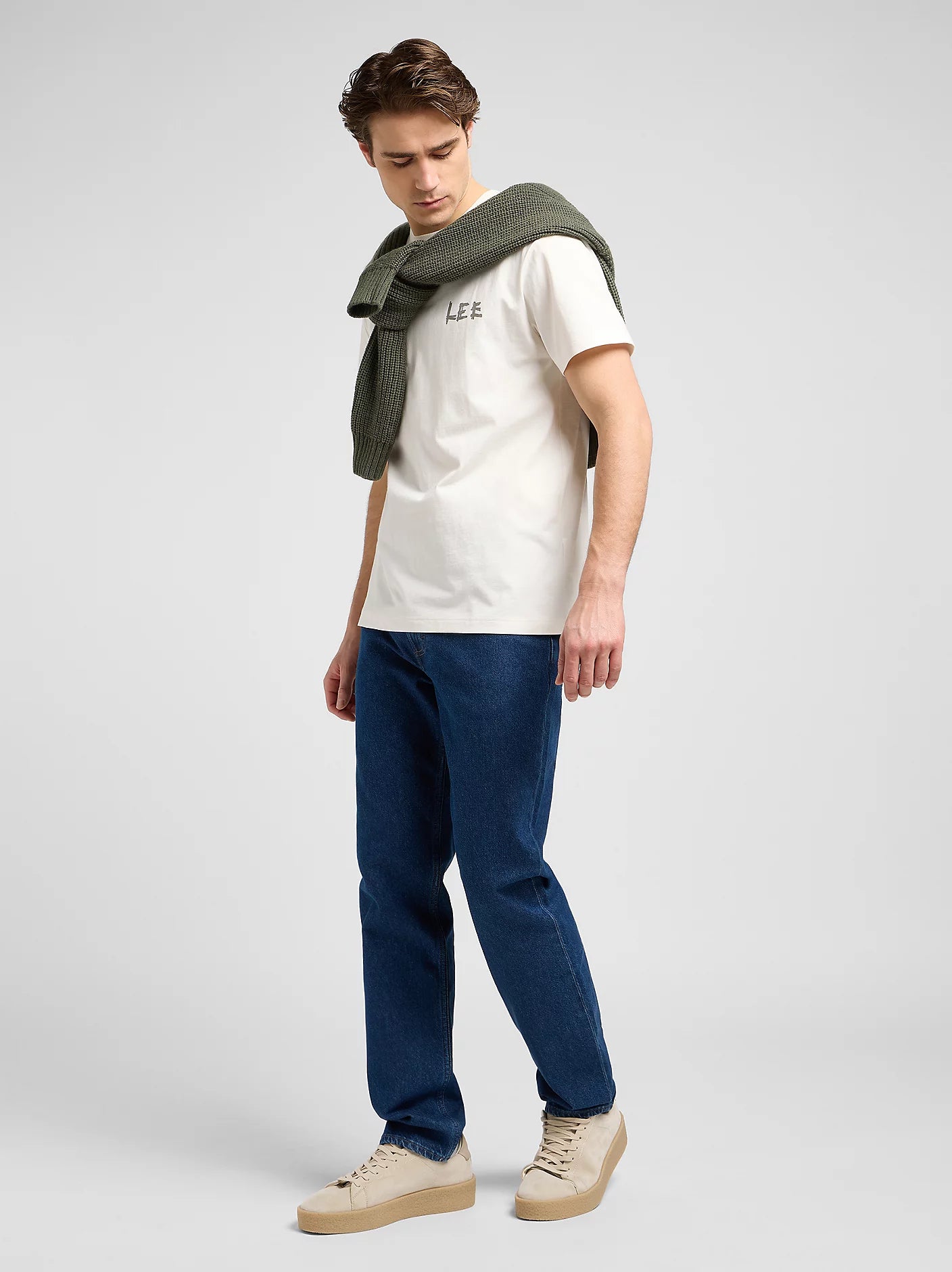 Meska Koszulka Lee Relaxed Graphic Tee Ecru 112370517
