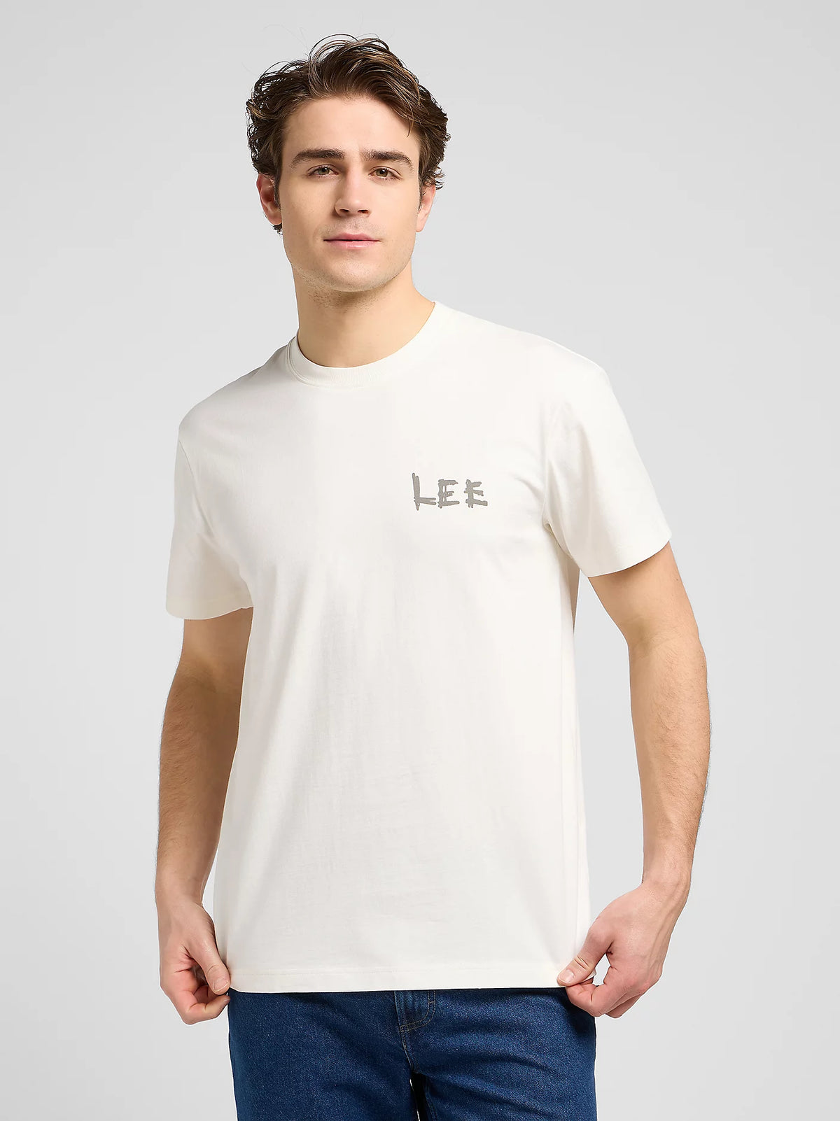 Meska Koszulka Lee Relaxed Graphic Tee Ecru 112370517