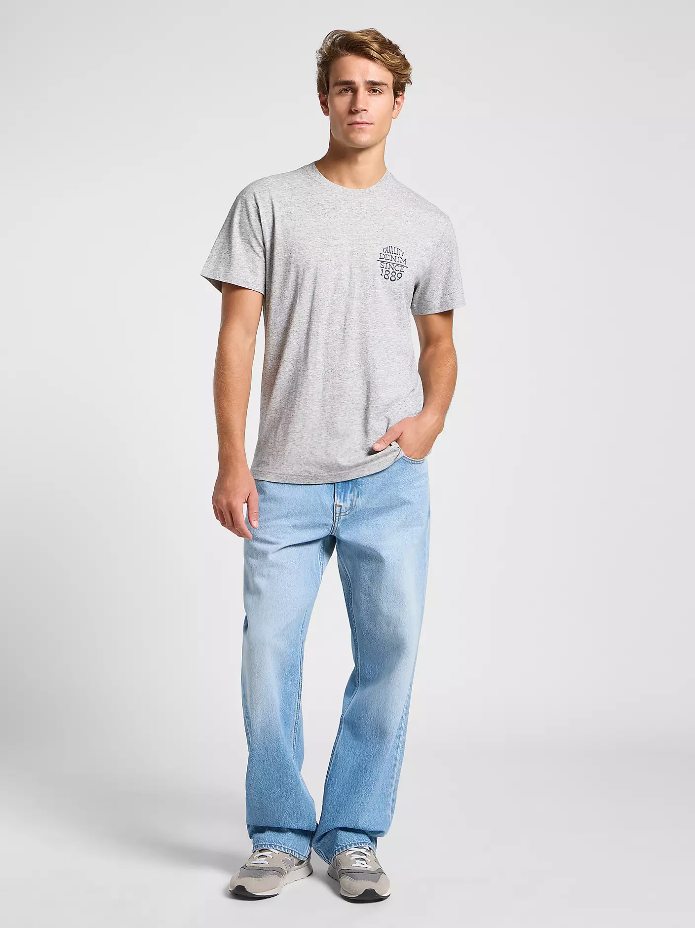 MĘSKA KOSZULKA LEE RELAXED TEE GREY MELE 112364546