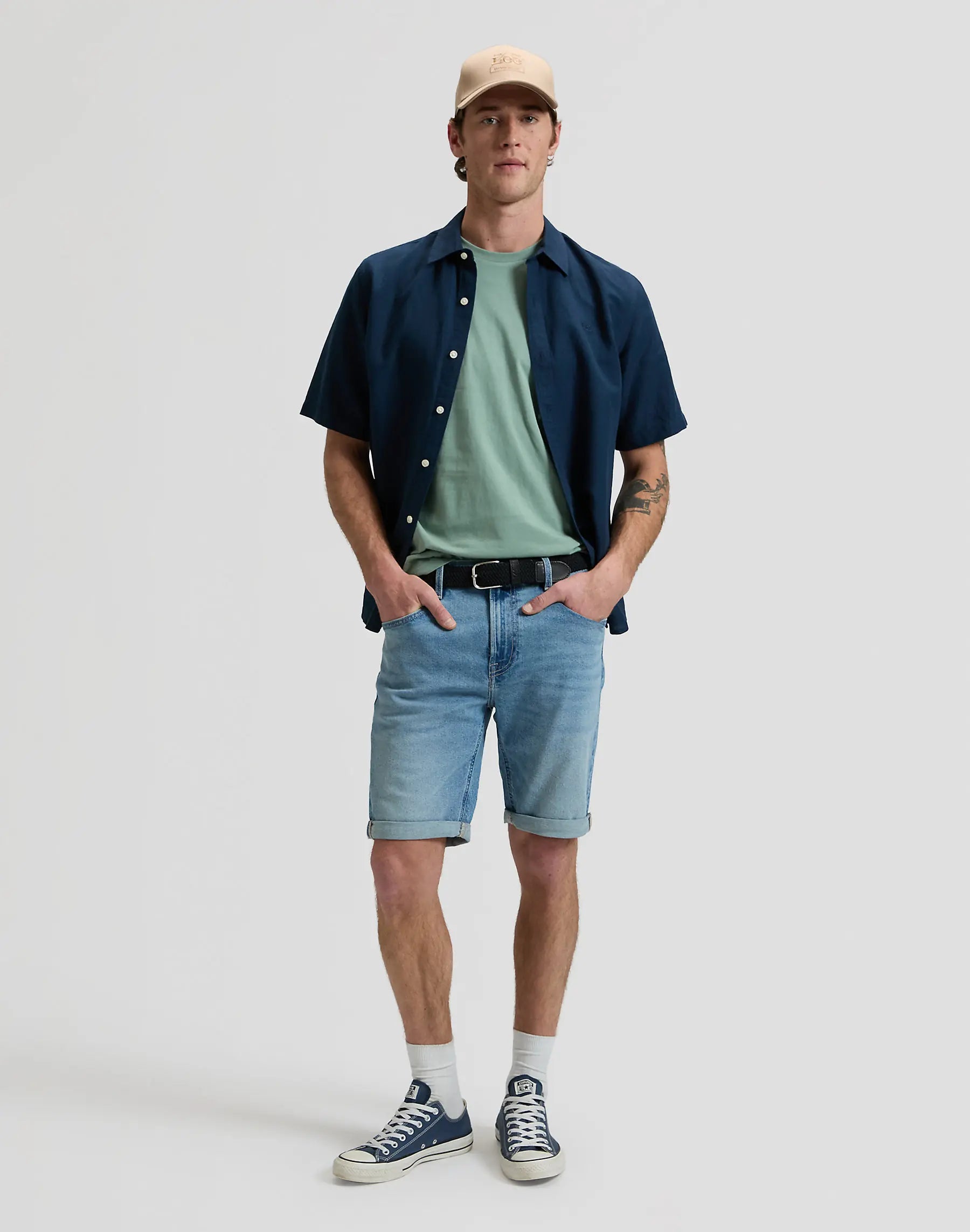 MESKA KOSZULKA LEE SS PATCH LOGO TEE DESERT SAGE 112376466