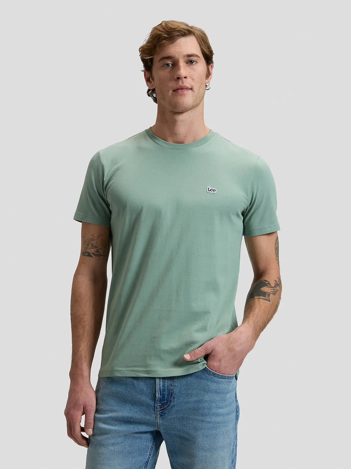 MESKA KOSZULKA LEE SS PATCH LOGO TEE DESERT SAGE 112376466