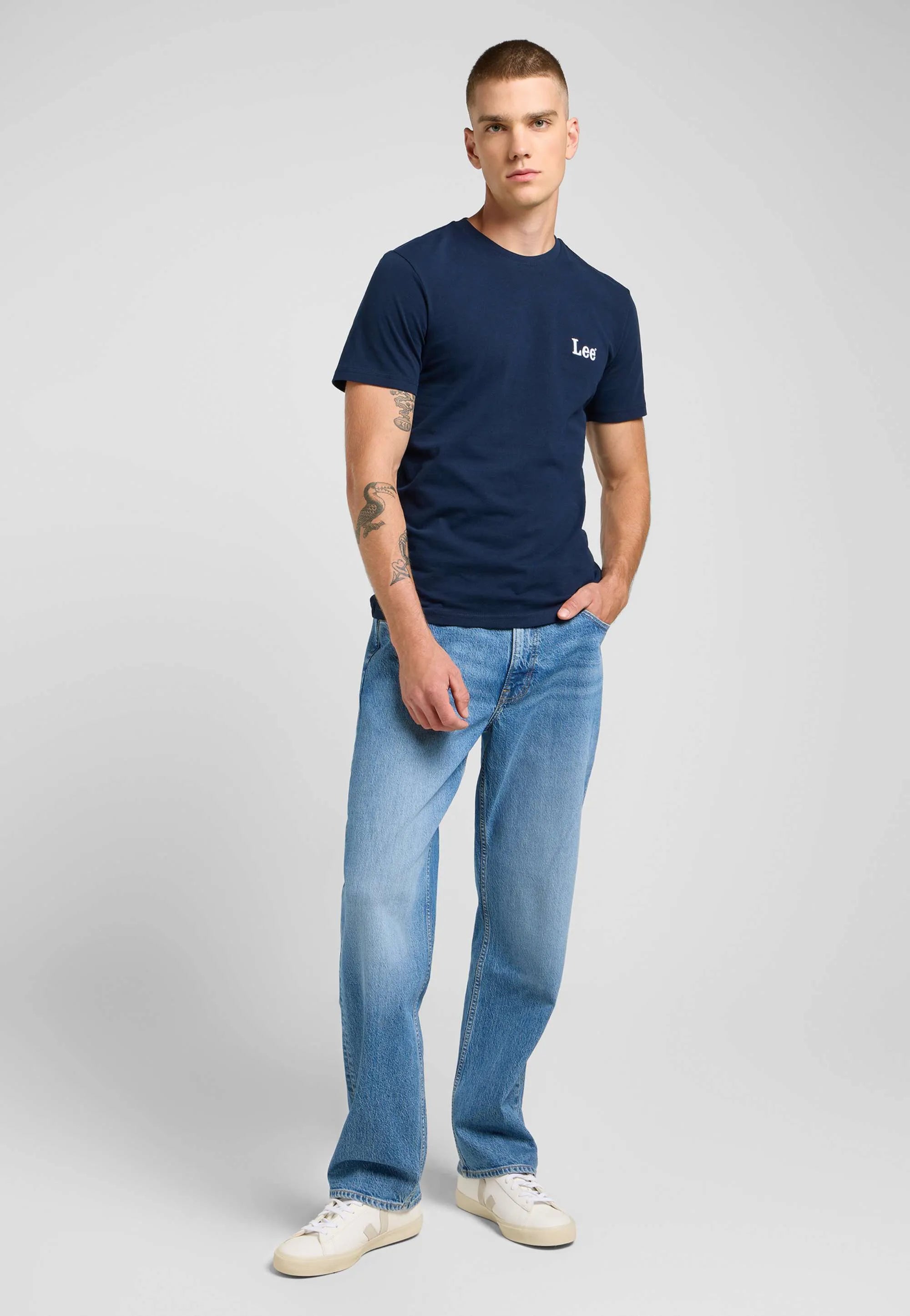 Męska Koszulka Lee SS Small Logo Tee Rivet Navy 112370502