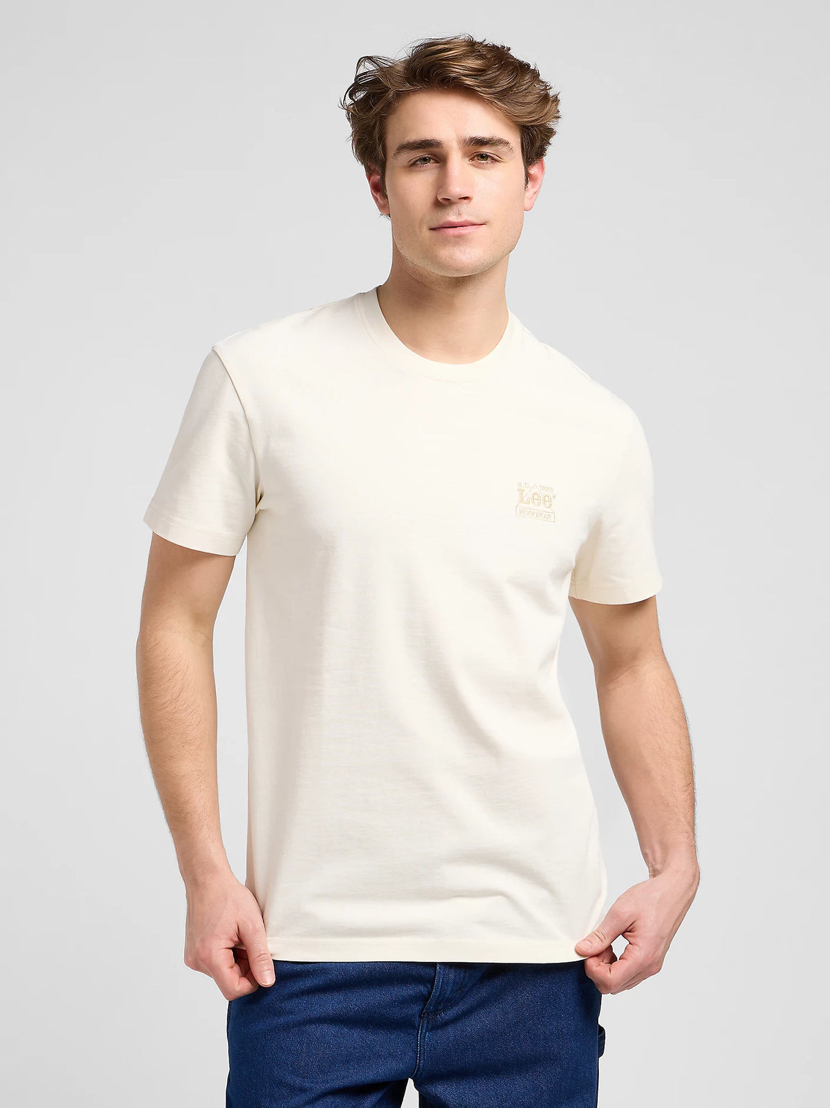 Meska Koszulka Lee Ww Essential Tee Ecru 112370486