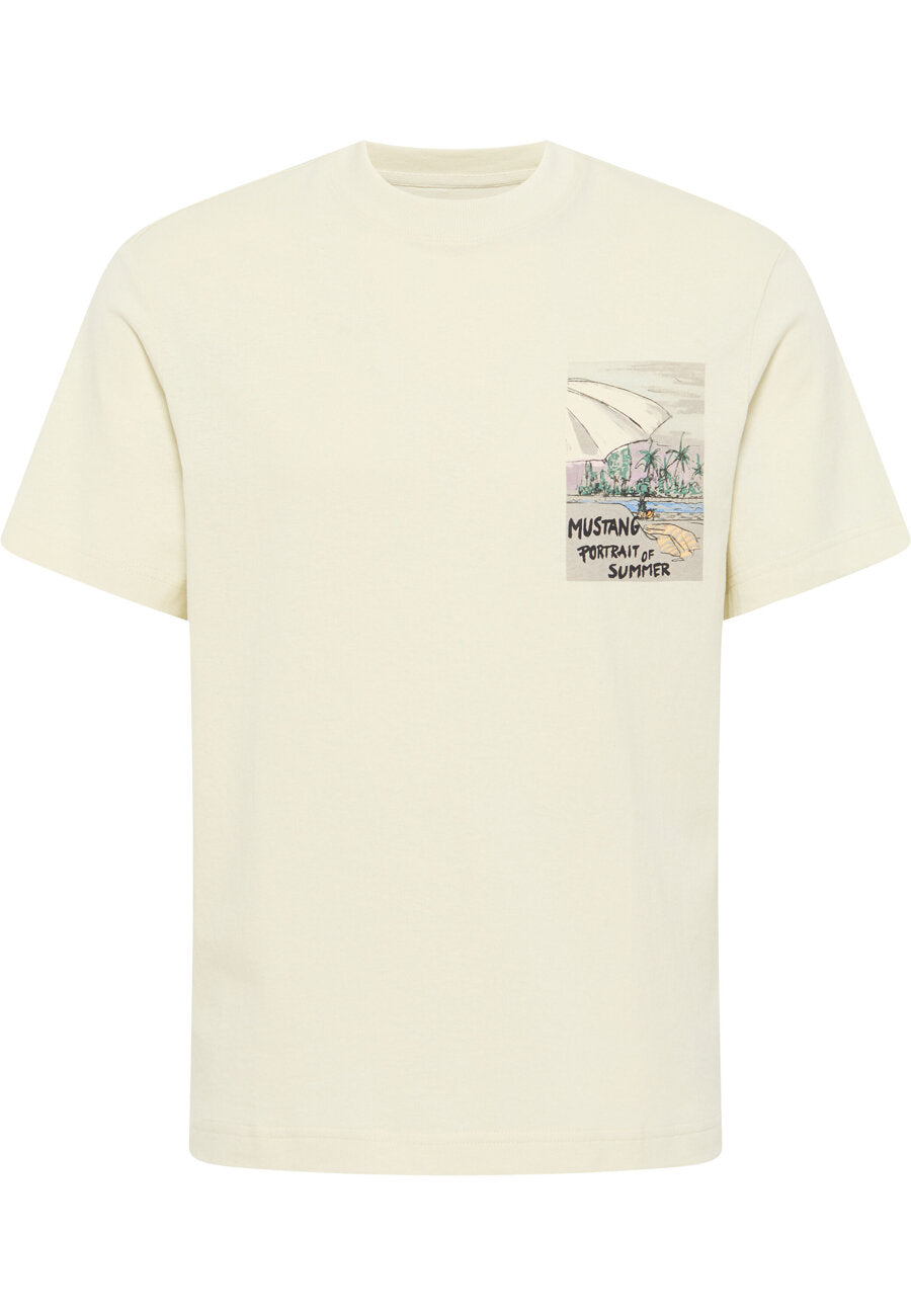 MĘSKA KOSZULKA MUSTANG Austin T-shirt NADRUK Light Gray 1015076 3003