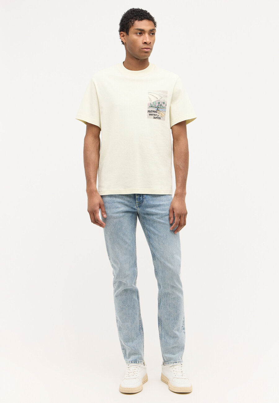 MĘSKA KOSZULKA MUSTANG Austin T-shirt NADRUK Light Gray 1015076 3003