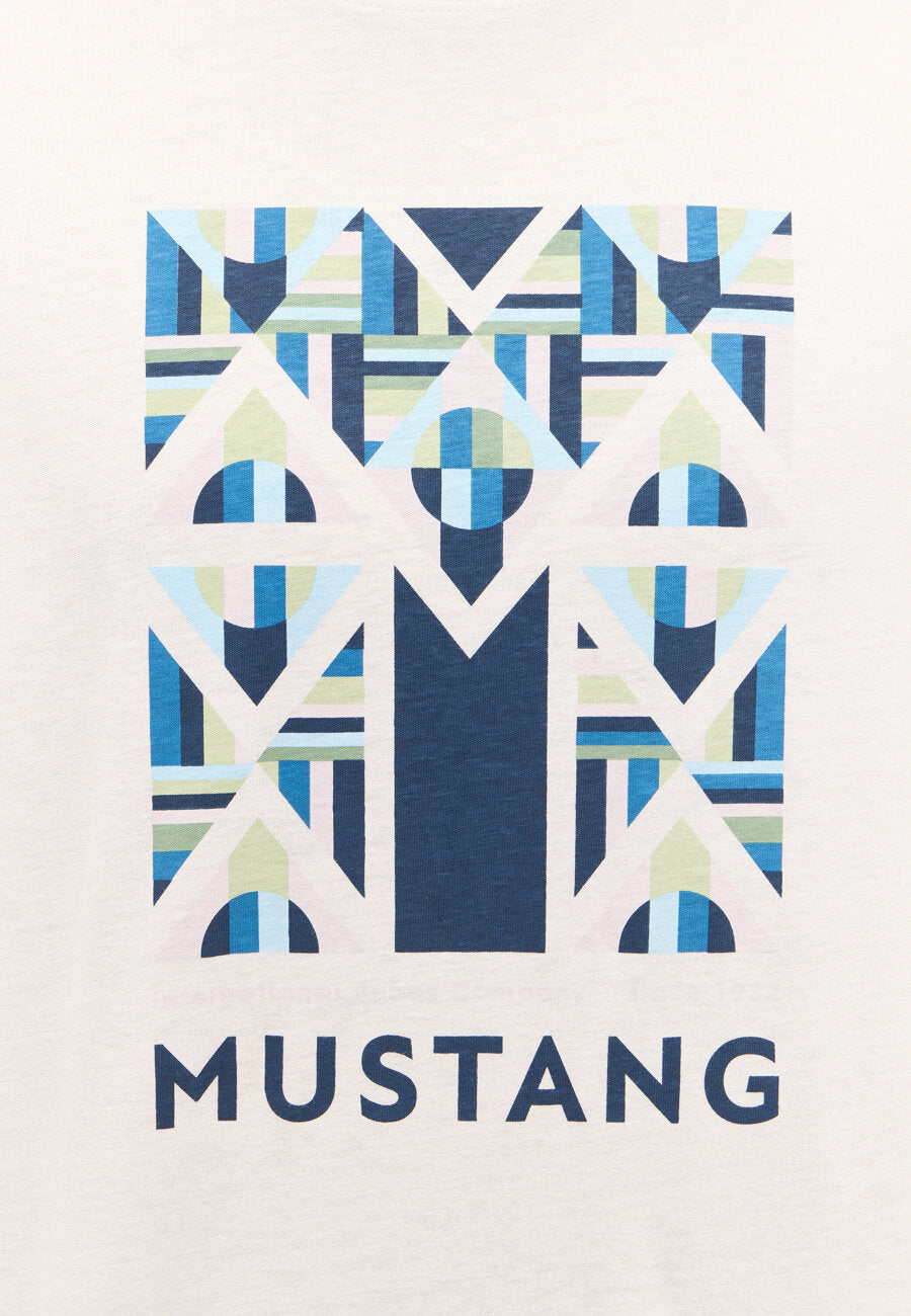 MĘSKA KOSZULKA MUSTANG Austin T-shirt NADRUK Whisper White 1014954 2013
