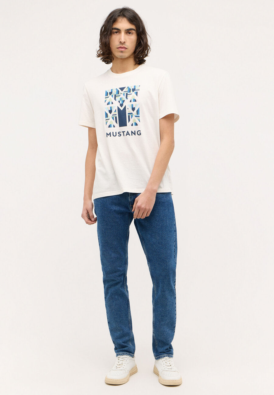 MĘSKA KOSZULKA MUSTANG Austin T-shirt NADRUK Whisper White 1014954 2013