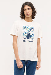 MĘSKA KOSZULKA MUSTANG Austin T-shirt NADRUK Whisper White 1014954 2013