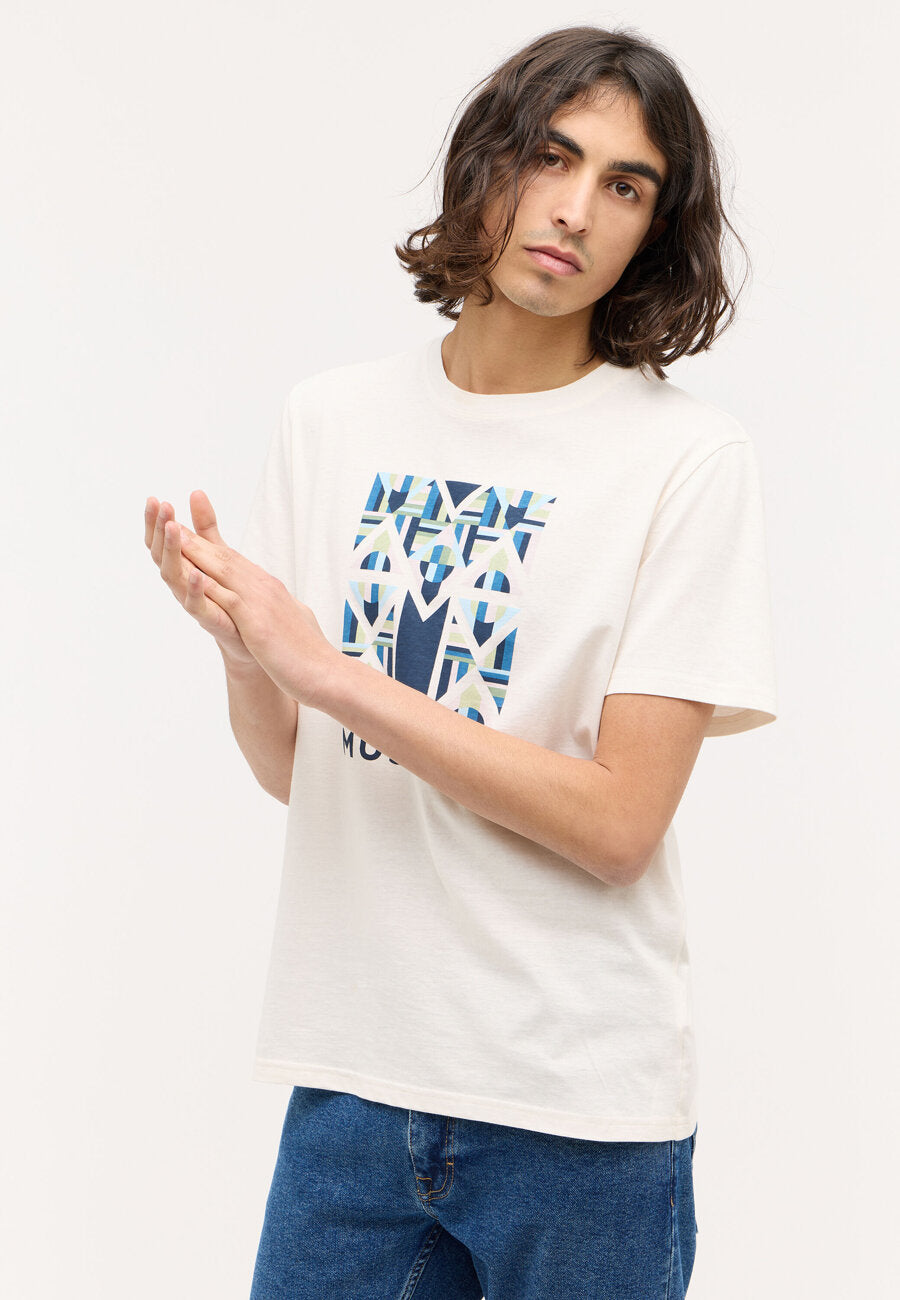 MĘSKA KOSZULKA MUSTANG Austin T-shirt NADRUK Whisper White 1014954 2013