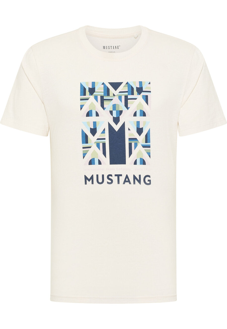 MĘSKA KOSZULKA MUSTANG Austin T-shirt NADRUK Whisper White 1014954 2013