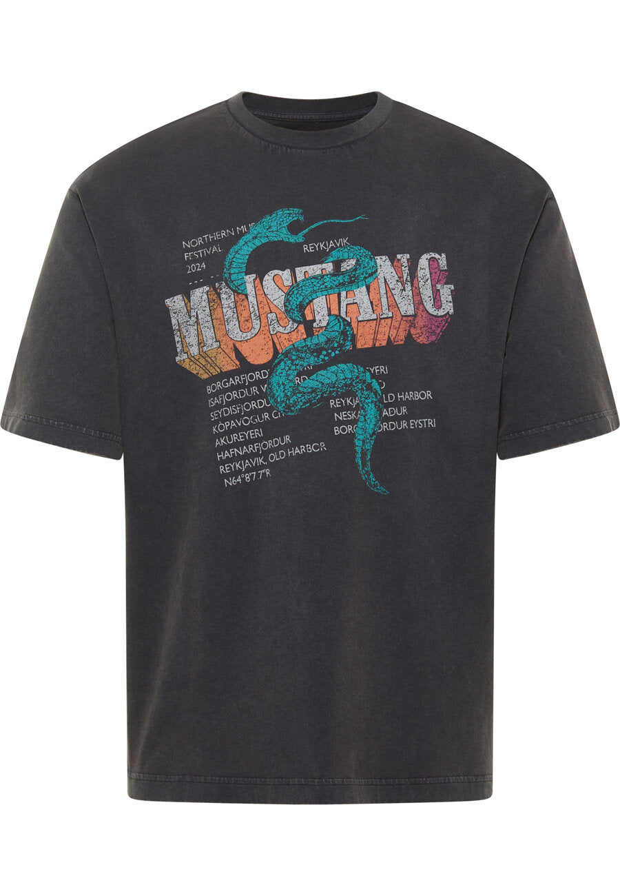 MĘSKA KOSZULKA MUSTANG T-shirt Akron Jet Black 1015658 4188